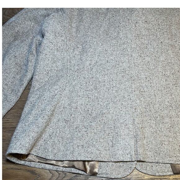 LL Bean Blazer 3 Button Jacket Women's Large Wool Lined Silk Blend Herringbone - Picture 11 of 16